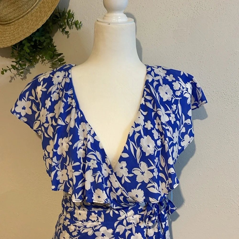 Draper James Blue and White Wrap Sundress - Picture 4 of 13
